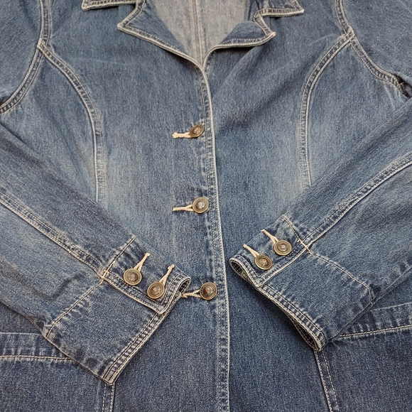 Vintage St. John's Bay Blue Jean Denim Long Sleeve Button Up Jacket Size M - Picture 7 of 9